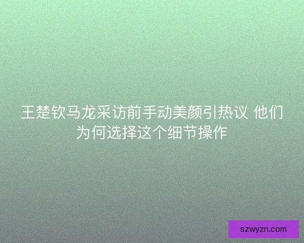 王楚钦马龙采访前手动美颜引热议 他们为何选择这个细节操作