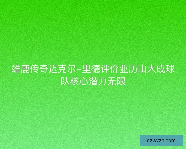 雄鹿传奇迈克尔-里德评价亚历山大成球队核心潜力无限